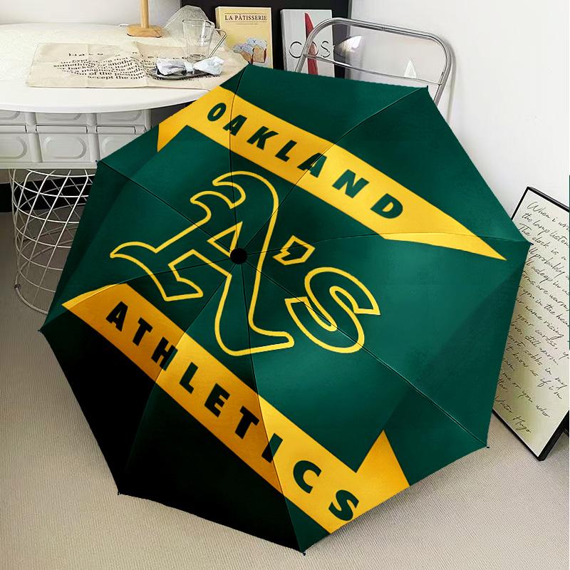 Athletics Oakland Emblem Umbrella Folding Umbrella, Automatic Umbrella 8-Frame for Travel, Camping Use Gift for Halloween Christmas