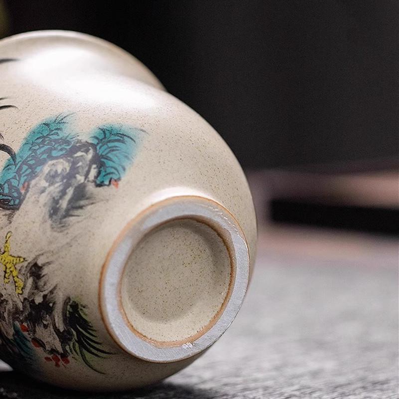 1 Pc Chinese Handmade Cock Ceramic Teacup Vintage Pottery Tea Cup Portable Tea Bowl Pu'er Master Cup Travel Tea Set Accessories