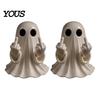 Stable Ghost Ornament Halloween Figurine, Funny Spooky Middle Finger Statue, Table Decorations, Cartoon Decor Cute Resin Holiday Desktop