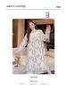 2025 V-Neck Pearl Cotton Long Sleeve Nightgown with Chest Pad – Spring/Autumn Oversized Sleep Dress for Indoor/Outdoor Wear