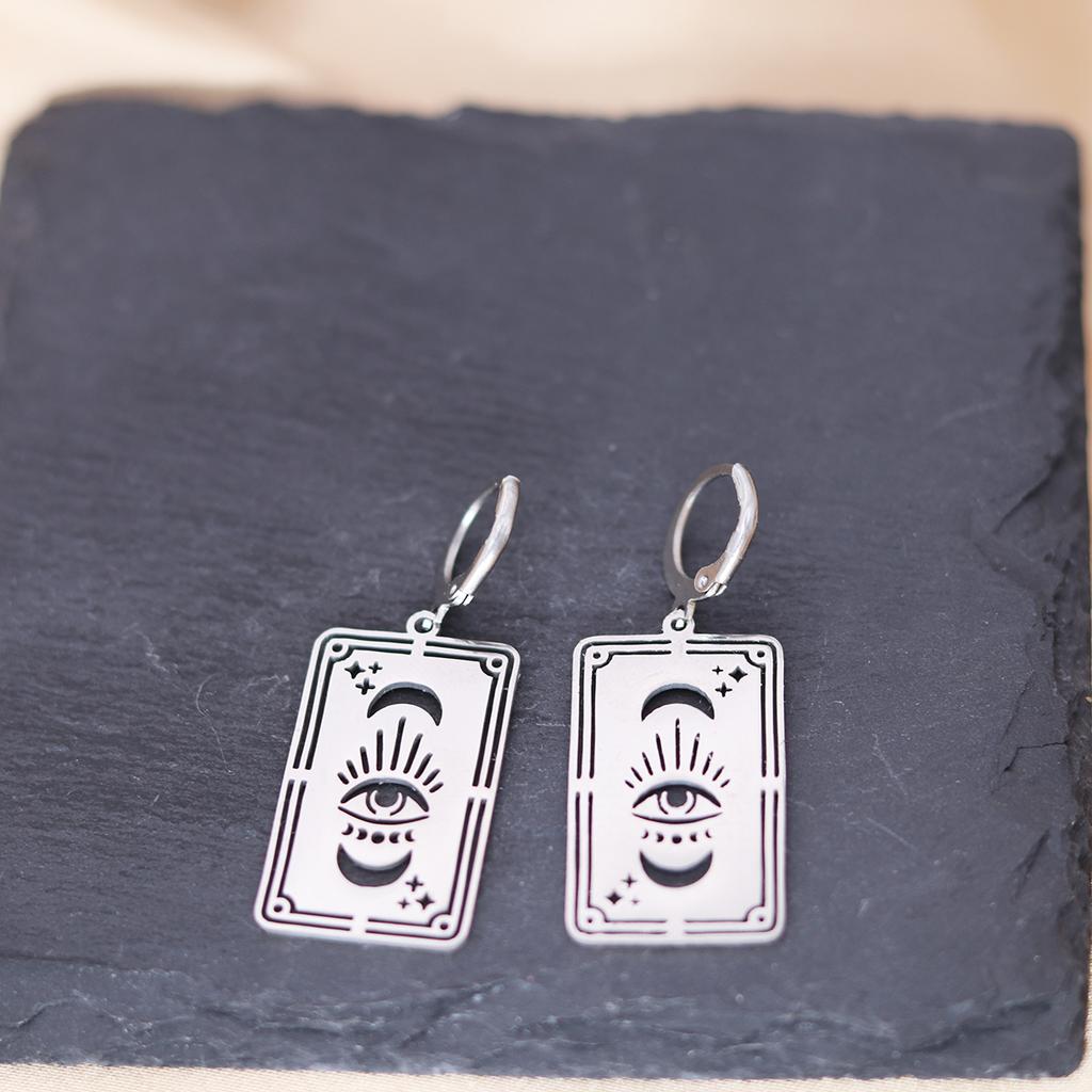 Kinitial Stainless Steel Death Moth Sun Moon Snake Mushroom Cactus Hamsa Hand Horse Earrings For Women Trendy Piercing Jewelry