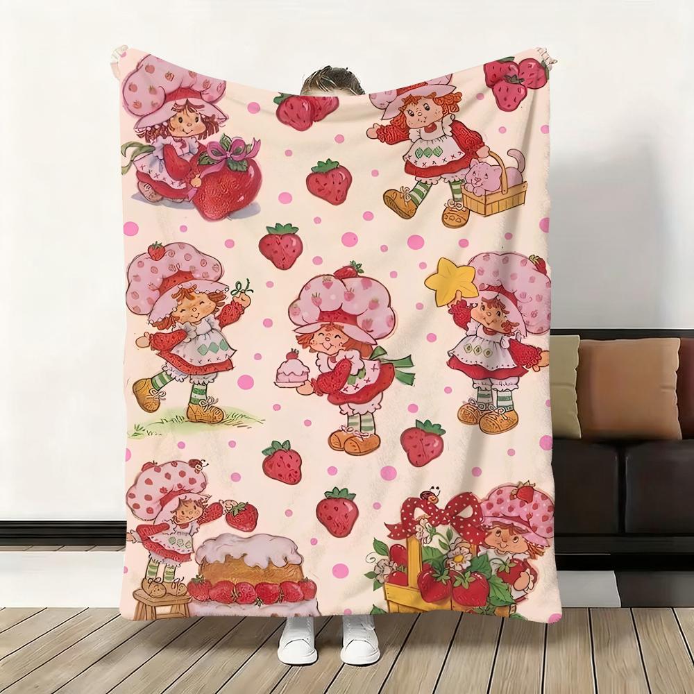 Süßer Cartoon s-Erdbeer S-Sahnetorte Überwurf Flanell Flauschig Weich Decke Warm Hautfreundlich Überwurf für Sofa Bett Büro Nickerchen Winter