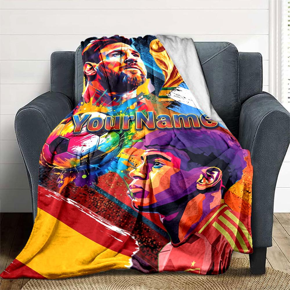 Messi Personalized Name Blanket Cozy Customizable Blanket Comfortable Suitable for Livingroom Bedding Sofa Office Chair for All Occasions