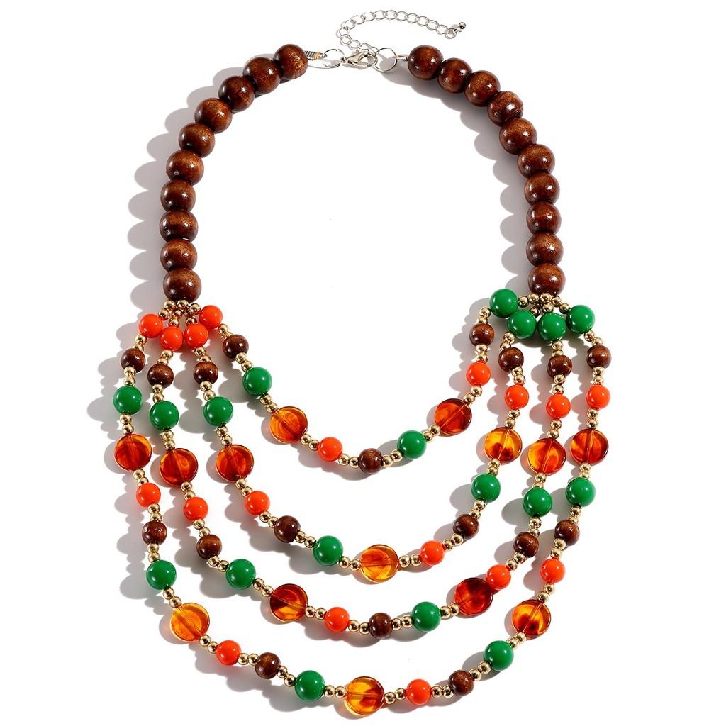Bohemian Vintage Beaded Necklace With Multilayer Geometric Design For Womens Fashion