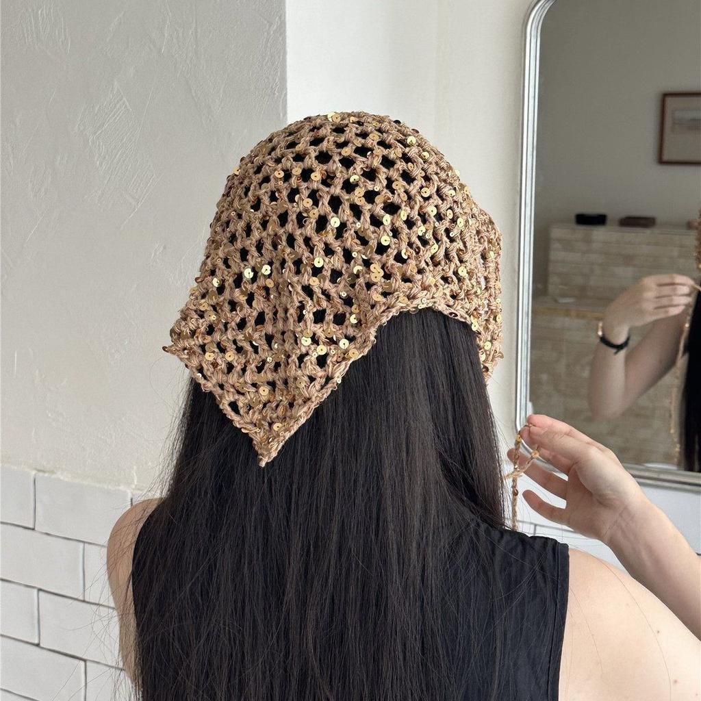 Vintage ethnic style sequins Spice girl triangle scarf headscarf waist scarf fart curtain women's summer seaside vacation shawl versatile