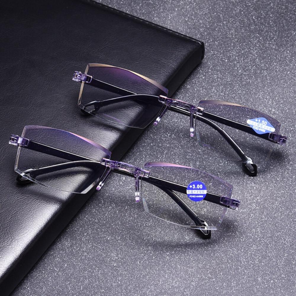 Frameless Edge Cutting Blue Light Presbyopia Glasses with Intelligent Zoom High-definition Presbyopia Glasses for