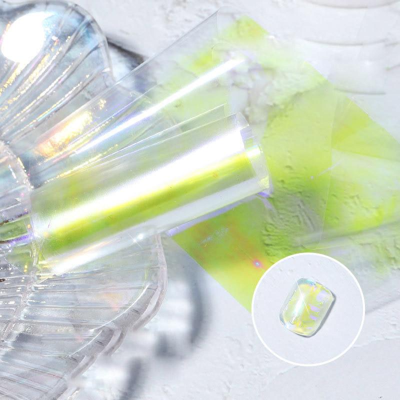 1PC 5*20cm Nail Art Aurora Ice Cube Cellophane Large Colorful Transfer Paper Laser Jewelry Candy Paper Diy5 Color Sticker