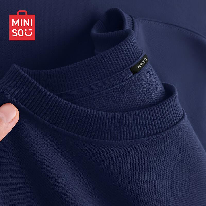 MINISO Men's Solid Color Crewneck Pullover Sweatshirt