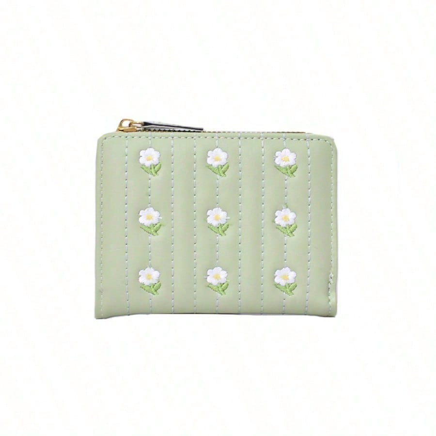 Fashion new Korean version cute embroidered women simple short change multi-functional wallet