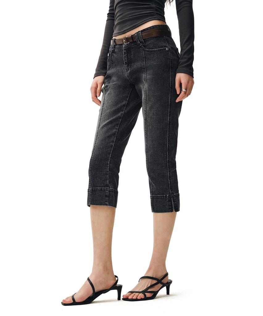 Deketeuumeon Seamed Low Rise Capri Jeans Dcwpt024Black