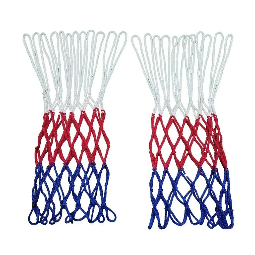 2 Pcs Basketball Net Replacement Heavy Duty 12 Loops Rainproof Sunscreen for All Weather White Red