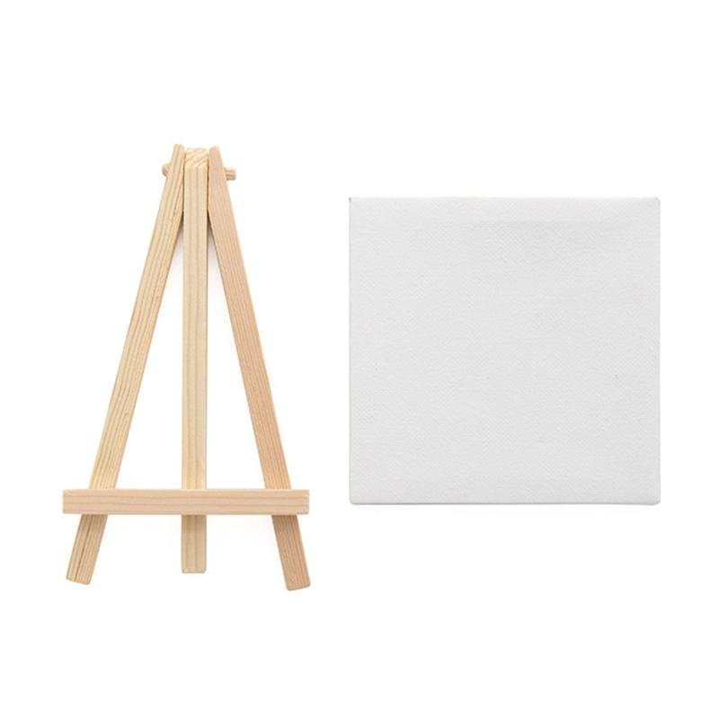 Painting Canvas and Easel Set for Children Boy Girl with Acrylics Paint Paintbrush Wood Easel and Painting Canvas