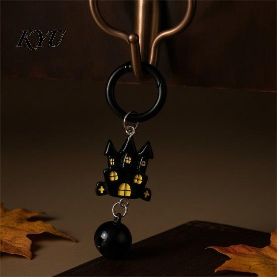 Backpack Accessories Halloween Cartoon Bat Keychain with Bell, Winged Ghost Castle Bag Charm, Backpacks Handbags Decoration Accessory, Party