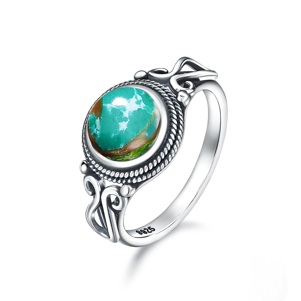 Pierścionek ze srebra sterlingowego z czarnym onykssem Vintage Prosty minimalistyczny styl Okrągły kształt Kamień naturalny Czarny pierścionek Biżuteria dla kobiet