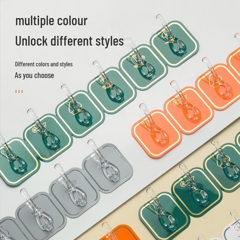 

10-Pack Punch-Free Adhesive 6-Hook Rack