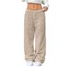 Women's Fashionable Loose-Fit Trousers Sporty Fleece-Lined Solid-Colour Long Trousers