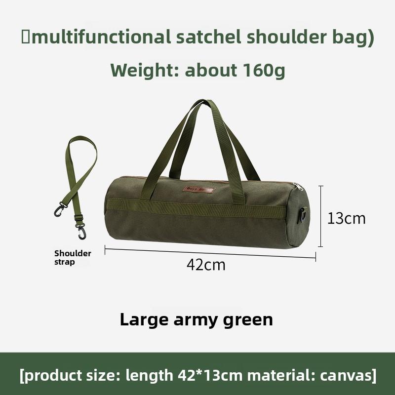 Outdoor Camping Cylindrical Large Capacity Canvas Storage And Organizing Bag Tent Accessories Ground Nail Wind Rope Storage Bag