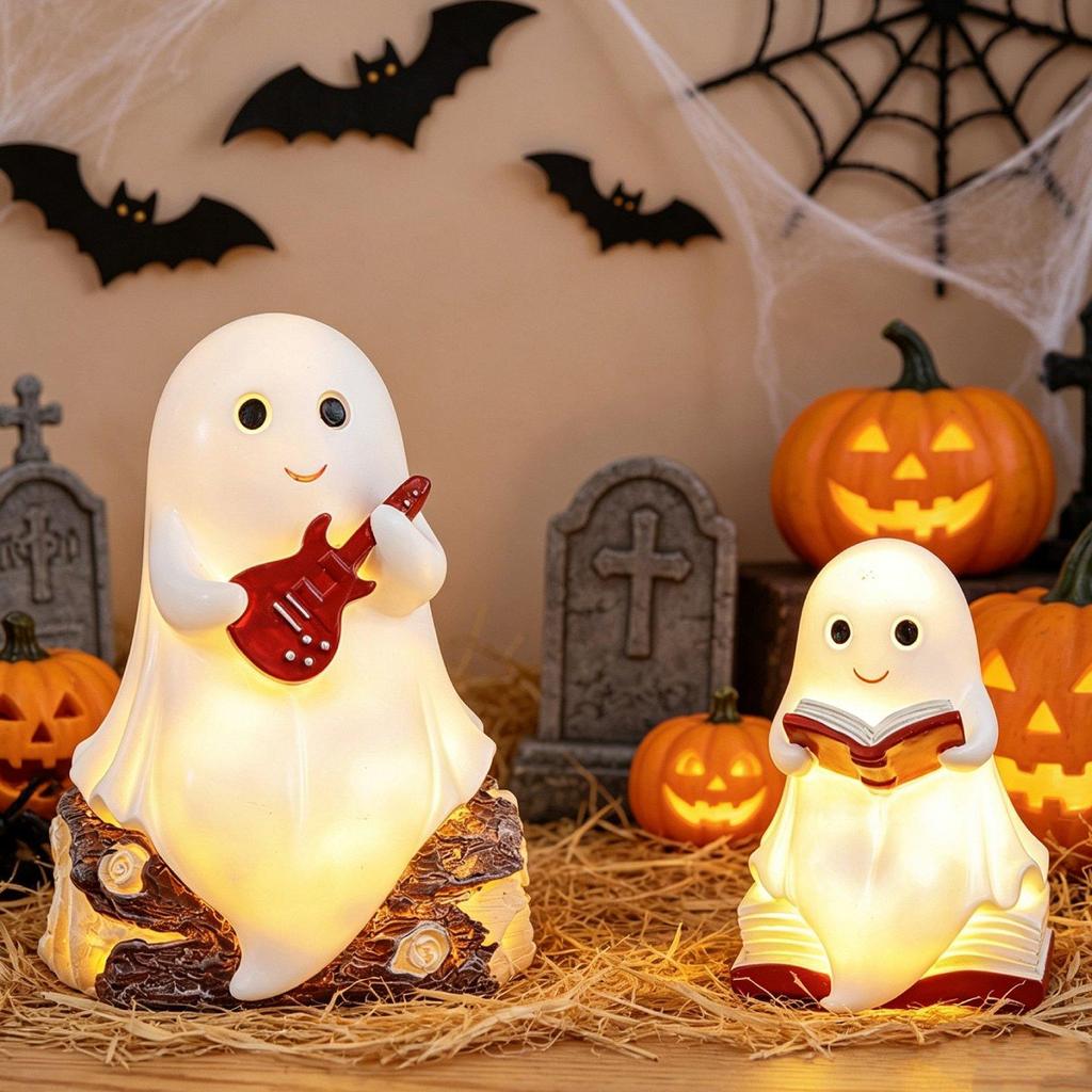 Halloween Figurine Tabletop Centerpiece Night Light for Home Shelf Holiday