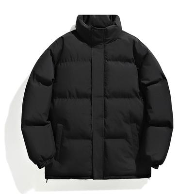Stand Up Collar Solid Color Bread Jacket Cotton Jacket Men's Couple Style Cotton Jacket Simple Stand Up Collar Bread Jacket