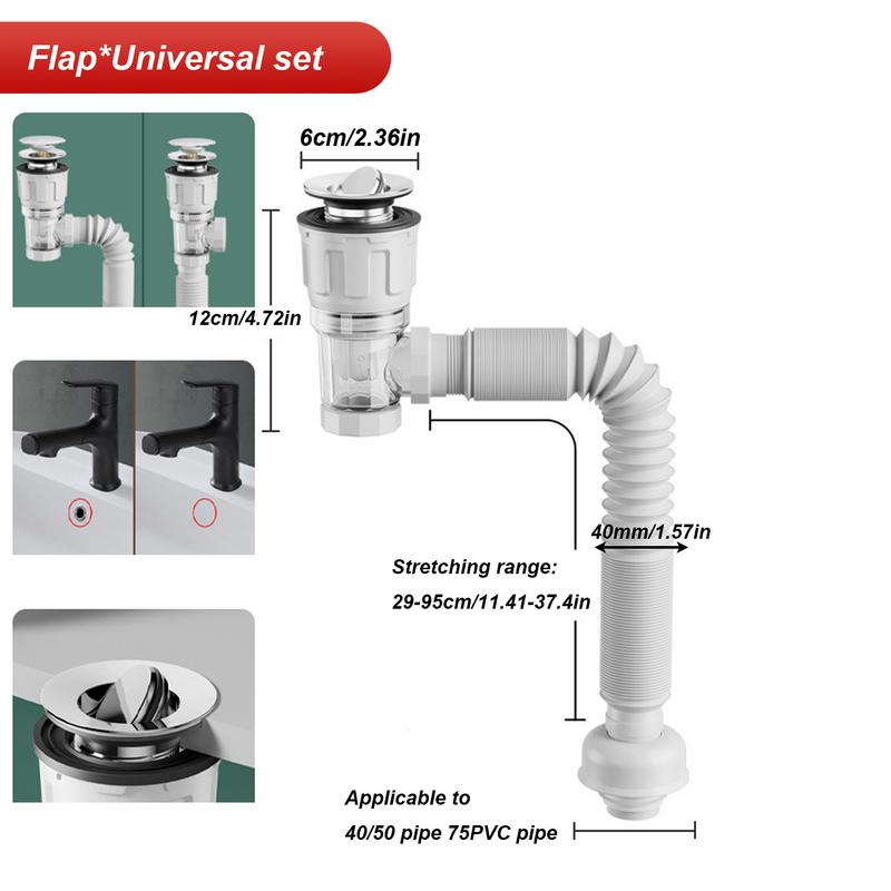 Tubo di scarico flessibile espandibile anti-odore, tubo di uscita scarico, tubo di scarico per lavabo regolabile, sigillante, tubo di scarico anti-odore