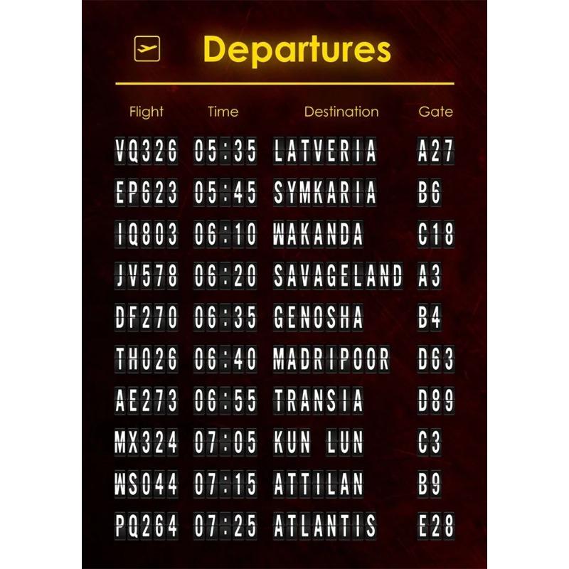 

Абстрактные плакаты и принты для настенного искусства с отправлениями и прибытиями в аэропорту, креативные минималистичные картины на холсте, фотографии, декор для комнаты, дома 21cm×30cm NoFrame