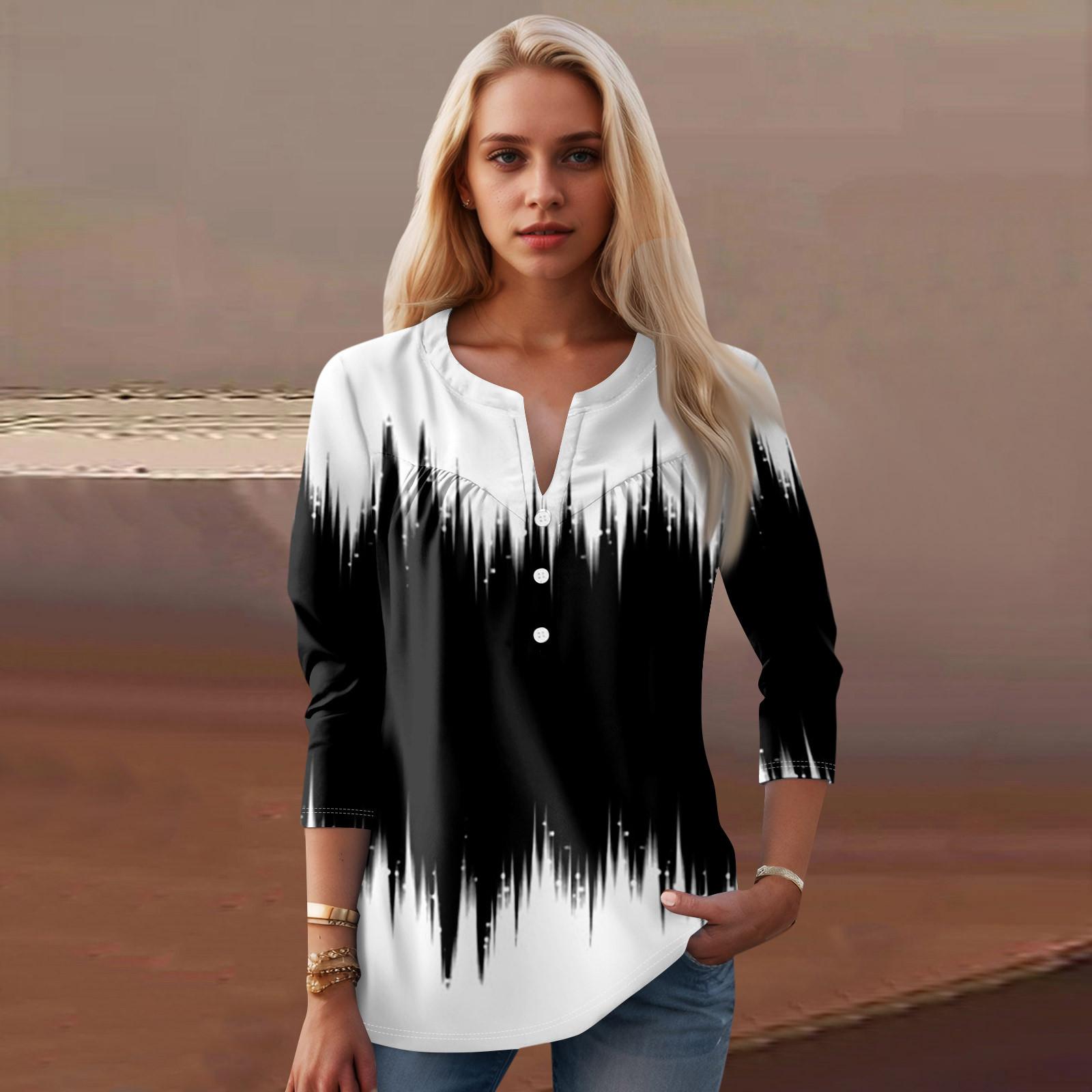 

Женская мода повседневный топ с длинным рукавом и круглым вырезом с цветочным принтом XL белый