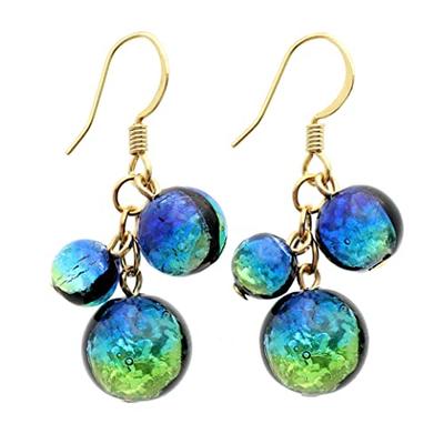 [GOLD STONE] Firefly Glass Earrings for Both Ears, Grape Bunch Shape, Kerama Marine, Glowing Glass Beads, Okinawan Accessories