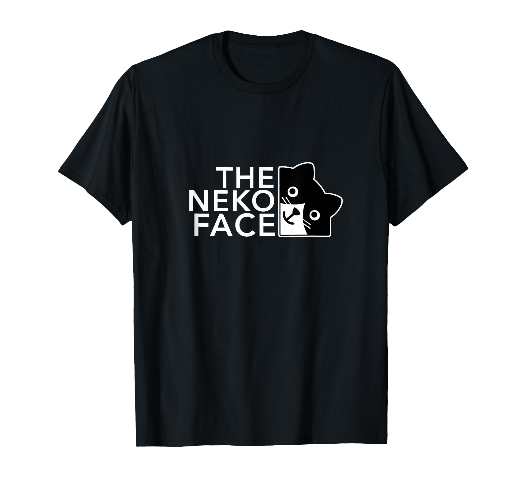 

THE NEKO FACE The Cat Face Loose and Funny (White Lettering) Cat, Hachiware, Parody, Cute, T-Shirt чёрный
