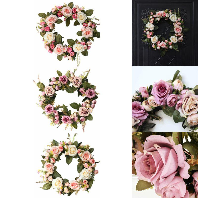 Elegant Peony Rose Flower Wreath For Stylish Wedding And Home Door Decor
