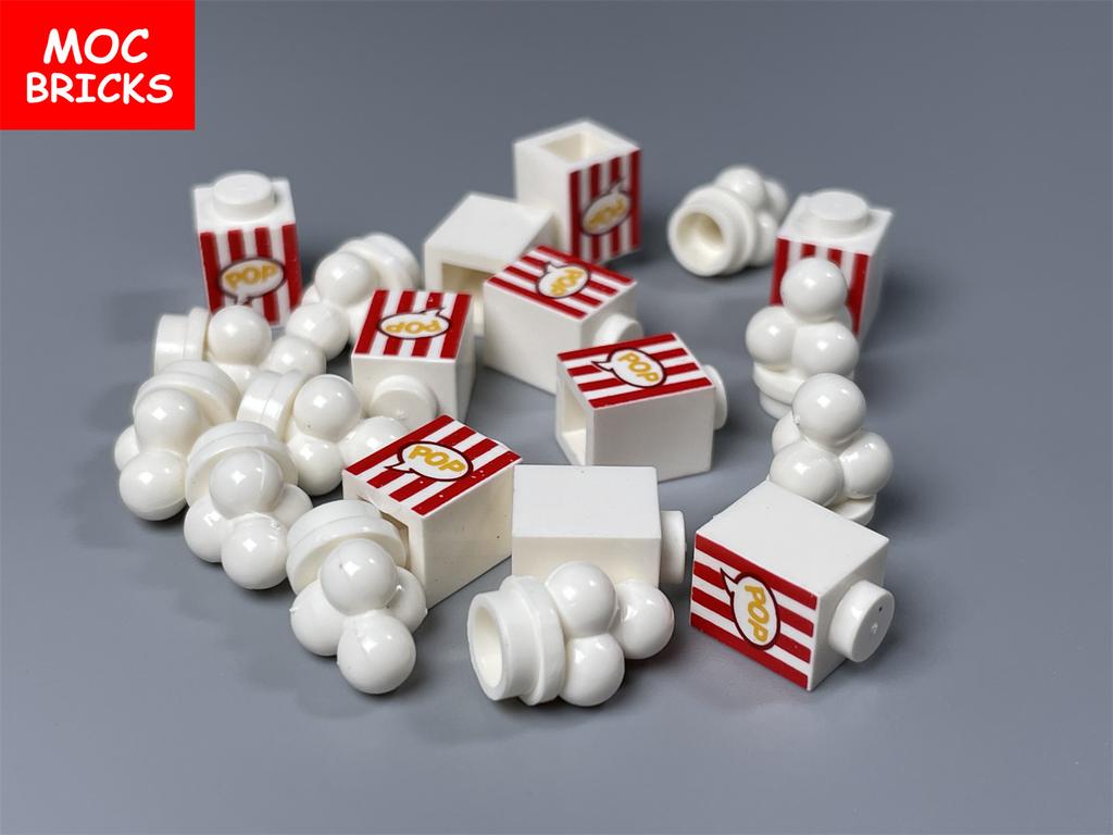 10pcs MOC Bricks Printed Brick 1x1 Popcorn Food City Accessories Friends Assembled Parts Kids Toys Building Blocks
