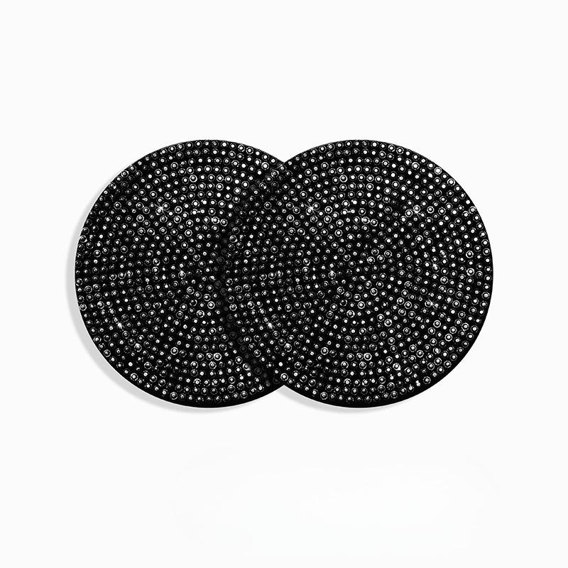 

2pcs Diamond Studded Car Water Cup Pads, Car Storage Compartment Pads, And Circular Anti Slip Pads For Car Interior Decoration. чёрный