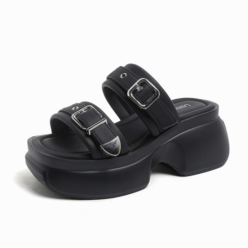 Fashion 8CM Summer High Platform Women Sandals Wedge Heels Slippers Fashion New Beach Outside Chunky Sandals Comfort Casual Slides Woman
