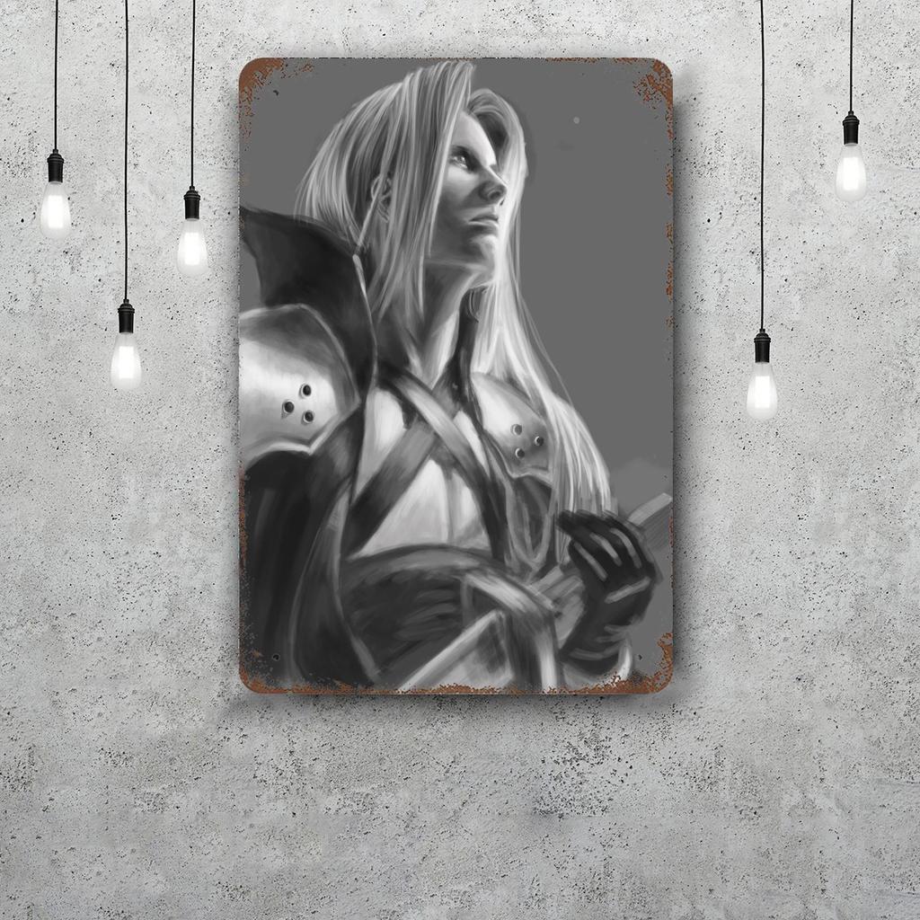 sephiroth Cartoon Retro Vintage Tin Sign Poster Decorative Plaque Metal Plate Wall Decor