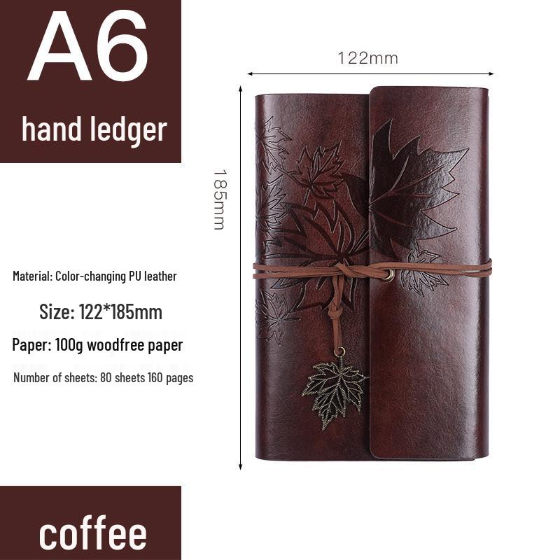 Retro Ribbon Tie Tri-fold Loose-leaf Notebook - Student Travel Notepad & Stamp Book