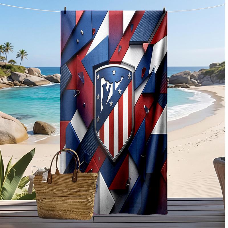 Toalla de Playa Estampada del Atlético de Madrid Secado Rápido Suave Portátil Grande Rectangular Manta de Playa para Viajes Piscina