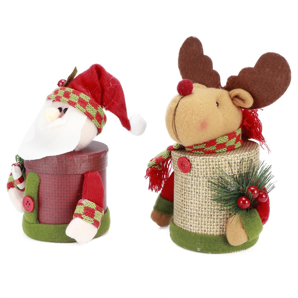2er Set Weihnachts-Süßigkeitenbox Glas Aufbewahrungsflasche mit niedlicher Puppen-Deko Weihnachts-Ornament Geschenkbox