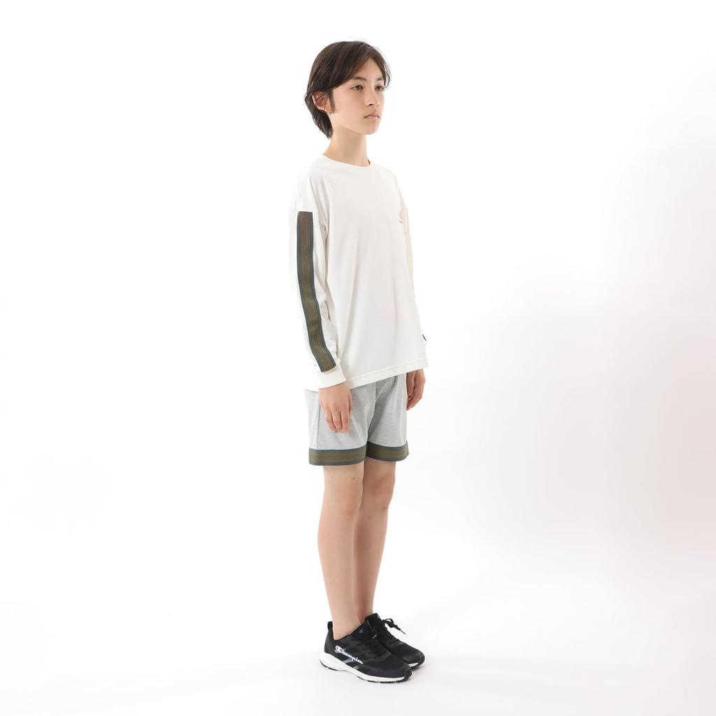 Long Sleeve Long Round UV Antibacterial and Odor Quick One Point Long Sleeve School Boys White [Champion] T-Shirt, Kids, Sleeve, Neck, Protection,
