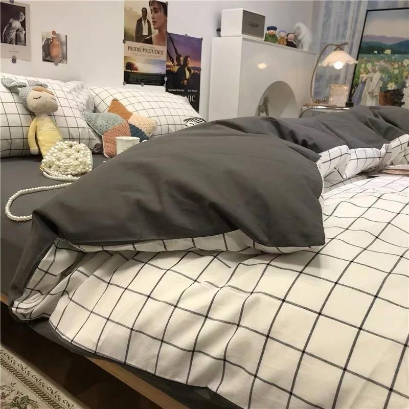 Sweet Blue Love Heart Printed Bedding Set For Girls Adults Children Bed Cover And Flat Sheet Pillowcases Soft Full Size 3/4pcs