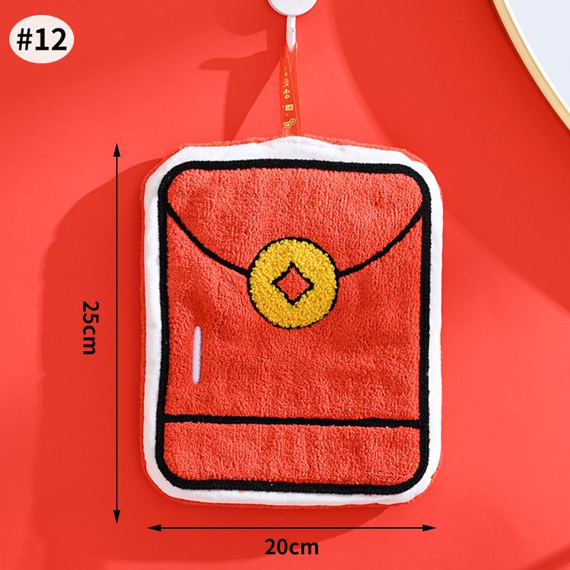 Spring Festival Hanging Towels Chinese New Year Hanging Towel Super Absorpted Wipe Cloth Kitchen Cleaning Towels