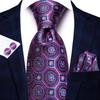Hi-Tie Viola Unito Paisley Seta Cravatta da Matrimonio per Uomo Design Novità Fazzoletto Gemelli Regalo Set Cravatta Uomo Festa Business Dropshipping