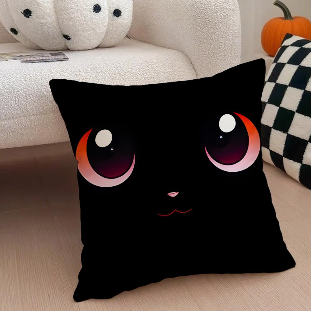 Cute Art Cat Eyes Cushion Cover Throw Pillow Cover Hidden Button Durable Polyester Chair Cushion