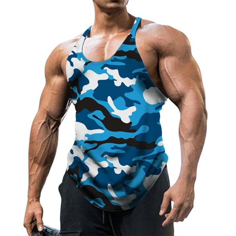 Men's U-neck Sleeveless Camouflage Vest for Outdoor Sports and Fitness Breathable and Slim Fit Comfortable Top