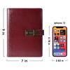 CAGIE System Planner A5 Lockable Notebook Antique Diary with Business Card Gift for School Waterproof PU 230 x Red Lock, Loose-leaf, 6-ring Ring,