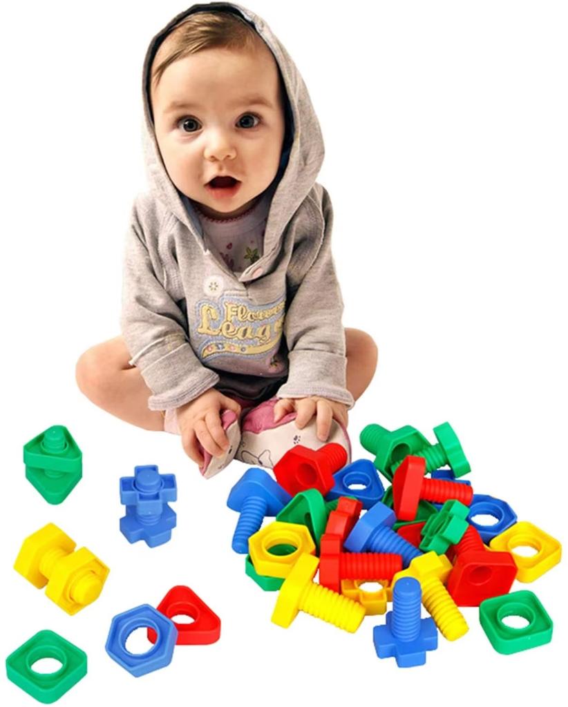 20Pcs Nut Shape Screw Building Blocks Match Puzzle Toys For Children Infant Montessori Shape Color Recognize Educational Toys