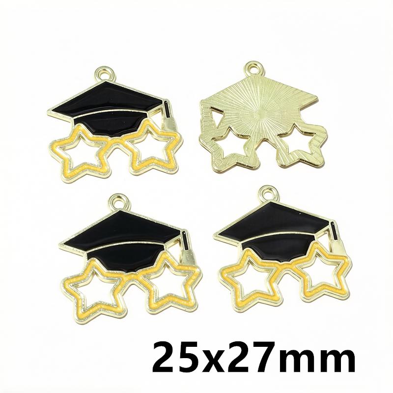 10Pcs Enamel Graduation Hat Charms Pendant for Necklaces Earrings DIY Jewelry Making Decorations Accessories Findings