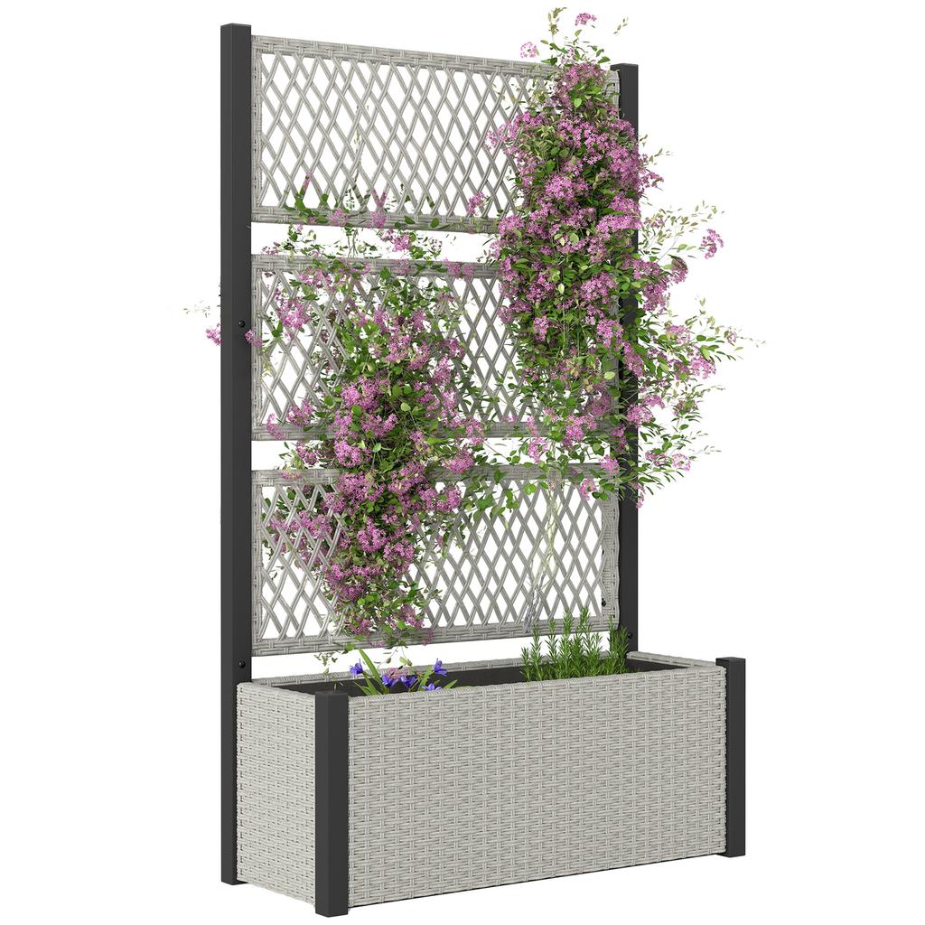 Garden Planter Box With Trellis Liner For Climbing Plants Vegetables Flowers 90 X 35 X 148 Cm Mixed Grey