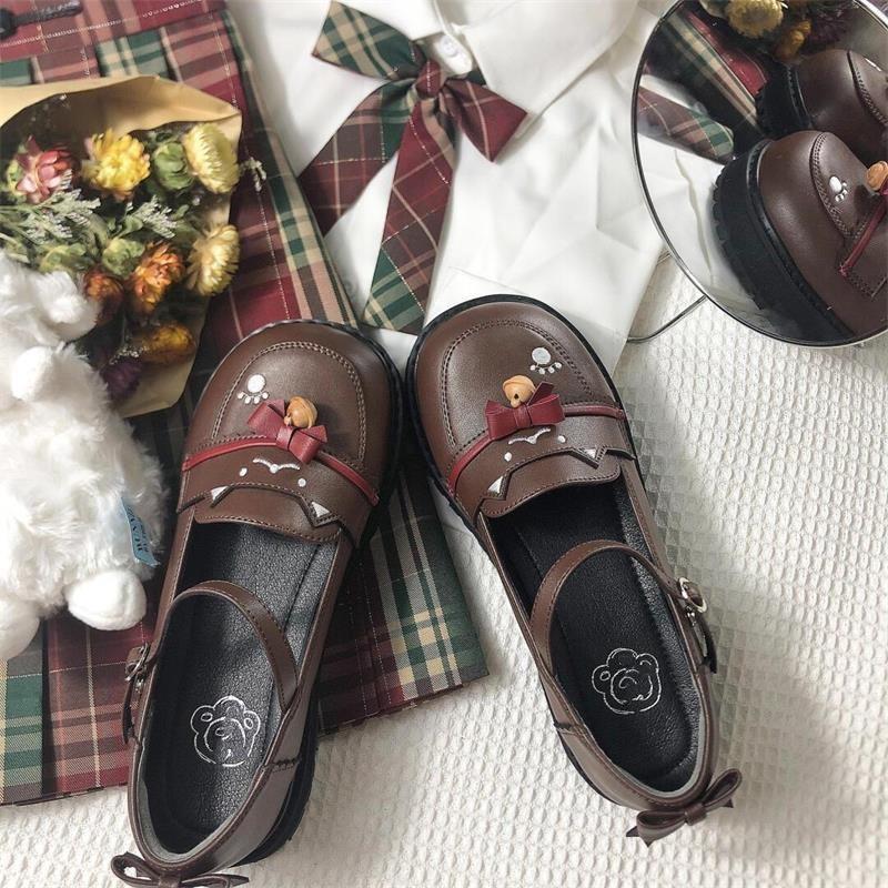 

Летняя милая кошачья лолита униформа одинарная обувь повседневная плоская мягкая девушка студентка универсальная на одной педали японская jk кожаная 40 коричневый