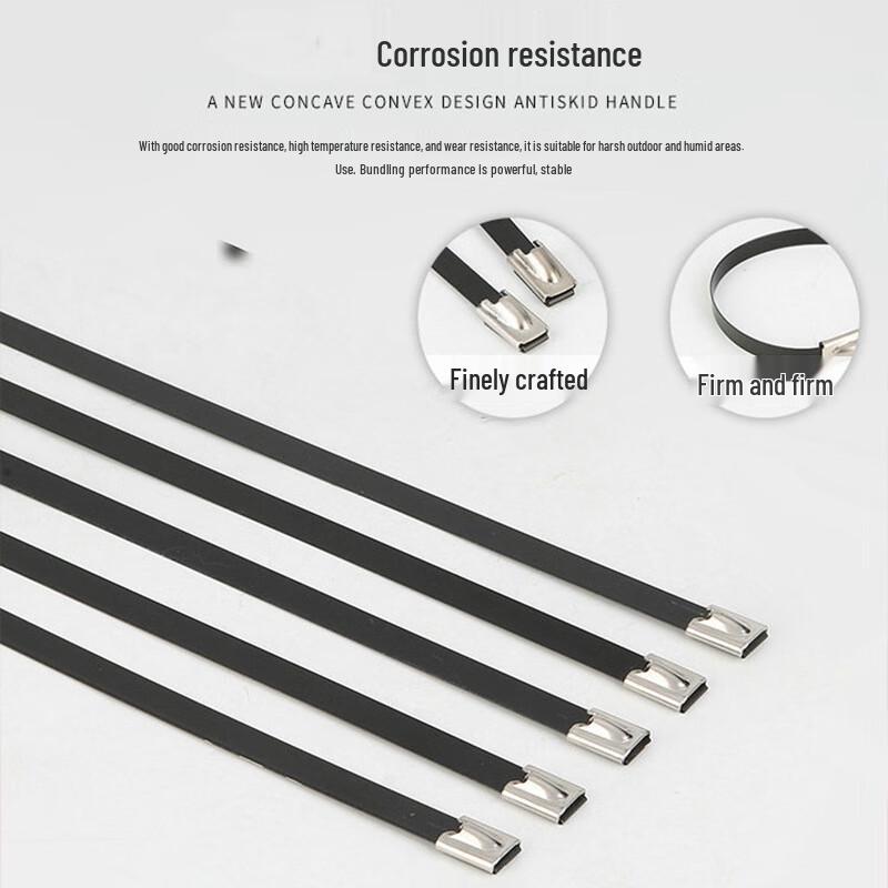 OIMG 304 Black Powder Coated Stainless Steel Cable Ties