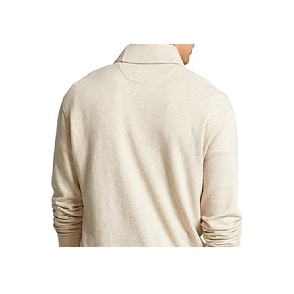 Polo Ralph Lauren Maglia Polo a Manica Lunga Tinta Unita Uomo top Beige 710877989-002