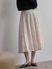 B Muse Mansion Flower Tuck Flare Skirt - Cream